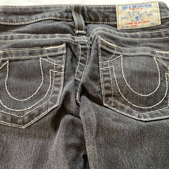 True Religion Skinny Jeans, Black, Size 24 - Picture 3 of 7